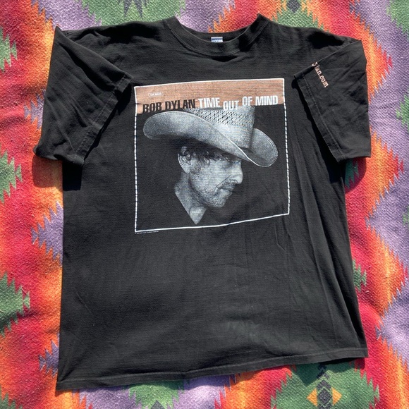 VINTAGE BOB DYLAN TIME OUT OF MIND BAND T SHIRT SIZE LARGE GOOD CONDITION BLACK - Picture 1 of 7